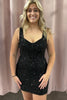 Load image into Gallery viewer, Sparkly Black Scoop Neck Tight Short Corset Homecoming Dress with Sequins