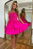 Load image into Gallery viewer, Strapless Fuchsia A-Line Corset Short Homecoming Dress with Bow