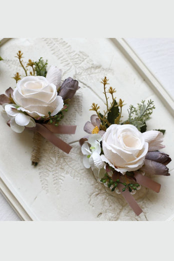 Yellow Prom Wrist Corsage and Men‘s Boutonniere For Wedding