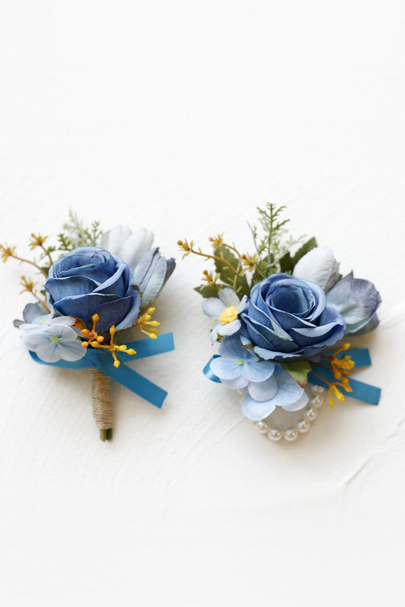 Load image into Gallery viewer, Yellow Prom Wrist Corsage and Men‘s Boutonniere For Wedding