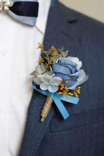 Red Prom Wrist Corsage and Men‘s Boutonniere For Wedding