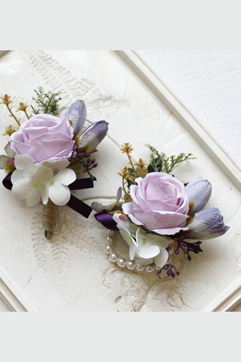 Yellow Prom Wrist Corsage and Men‘s Boutonniere For Wedding