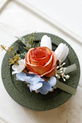 Red Prom Wrist Corsage and Men‘s Boutonniere For Wedding