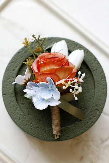 Red Prom Wrist Corsage and Men‘s Boutonniere For Wedding