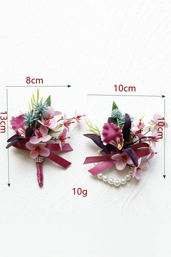 Lilac Prom Wrist Corsage and Men‘s Boutonniere with Pearls