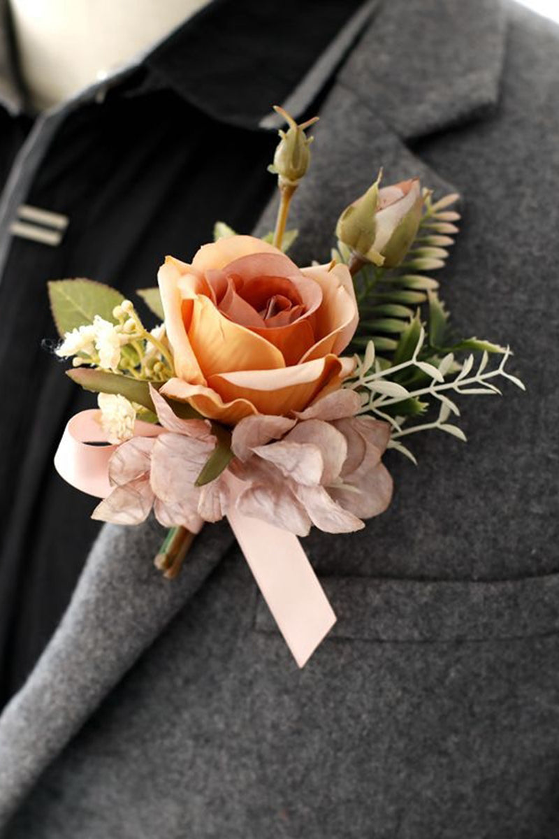 Load image into Gallery viewer, Elegant Blush Prom Wrist Corsage and Men‘s Boutonniere For Wedding Party