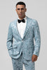 Load image into Gallery viewer, Light Blue Notched Lapel 2 Piece Jacquard Prom Suits