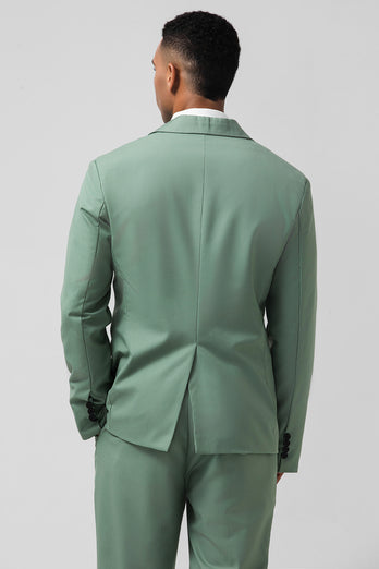 Grey Green Peak Lapel Single Breasted 2 Piece Prom Suits