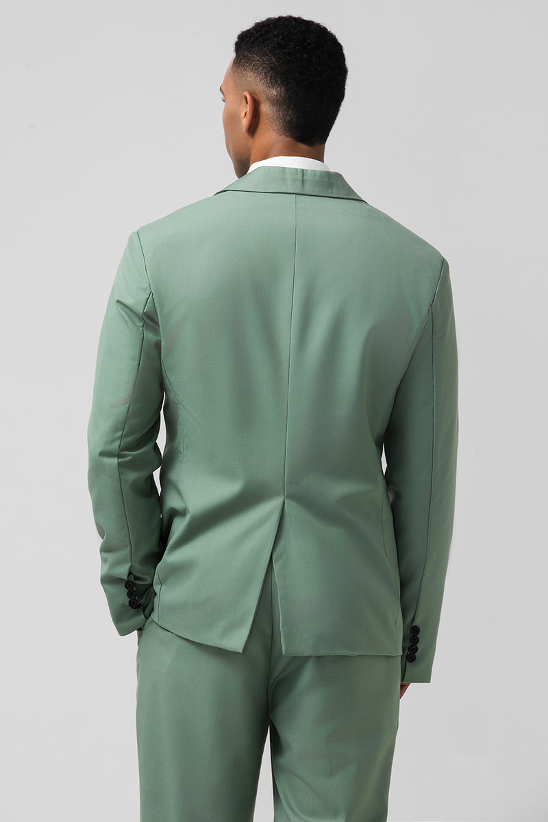 Load image into Gallery viewer, Grey Green Peak Lapel Single Breasted 2 Piece Prom Suits