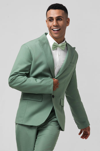 Grey Green Peak Lapel Single Breasted 2 Piece Prom Suits