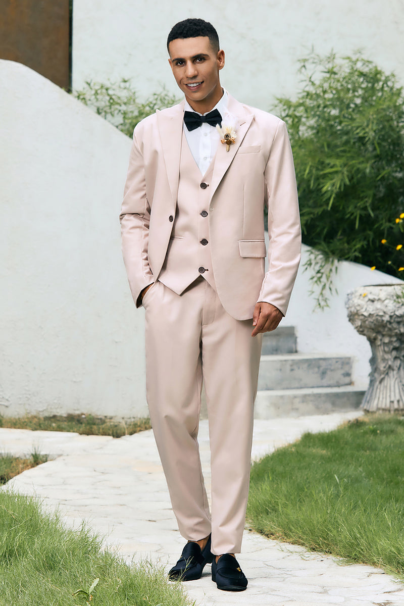 Load image into Gallery viewer, Ivory Peak Lapel One Button 3 Piece Prom Suits