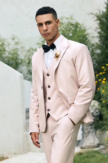 Ivory Peak Lapel One Button 3 Piece Prom Suits