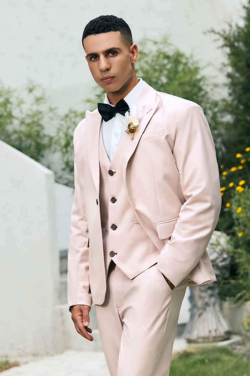 Load image into Gallery viewer, Ivory Peak Lapel One Button 3 Piece Prom Suits