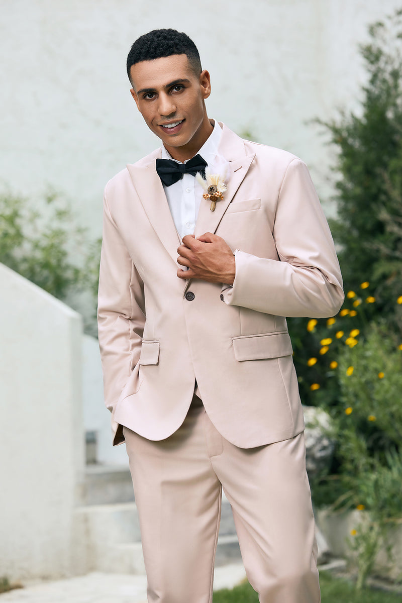 Load image into Gallery viewer, Ivory Peak Lapel One Button 3 Piece Prom Suits