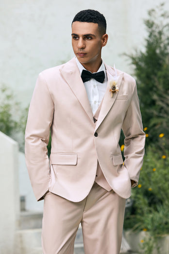 Ivory Peak Lapel One Button 3 Piece Prom Suits