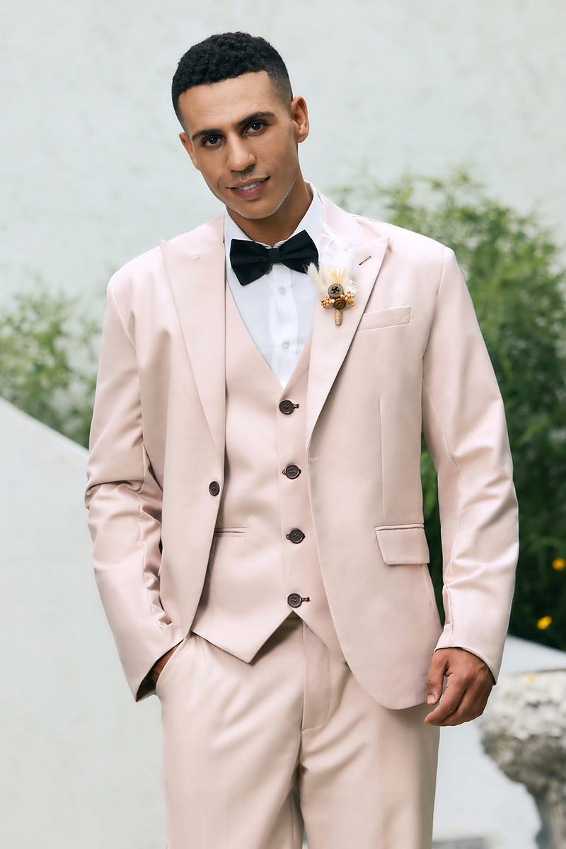 Load image into Gallery viewer, Ivory Peak Lapel One Button 3 Piece Prom Suits