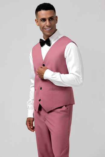 Notched Lapel Coral Single Breasted 3 Piece Prom Suits