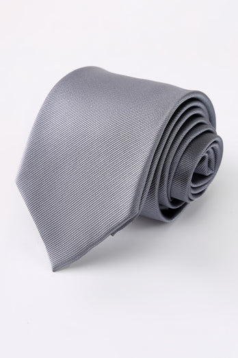 Grey Solid Satin Prom Tie