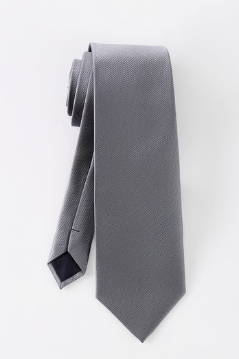 Grey Solid Satin Prom Tie