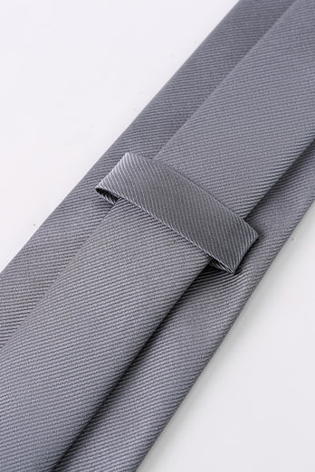 Grey Solid Satin Prom Tie