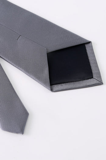 Grey Solid Satin Prom Tie