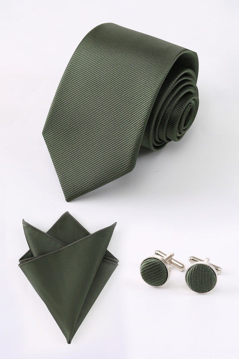 Load image into Gallery viewer, Dark Green Men&#39;s 3-Piece Accessory Set (Tie, Pocket Square, Pin)