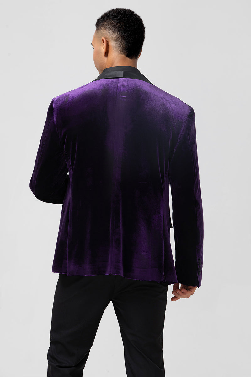 Load image into Gallery viewer, Dark Purple Shawl Lapel One Button Prom Blazer