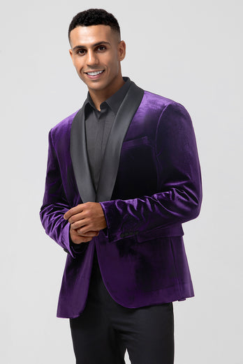 Dark Purple Shawl Lapel One Button Prom Blazer