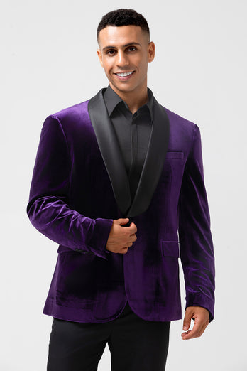 Dark Purple Shawl Lapel One Button Prom Blazer