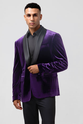 Dark Purple Shawl Lapel One Button Prom Blazer