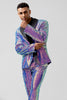 Load image into Gallery viewer, Sparkly Purple Shawl Lapel One Button 2 Piece Prom Suits