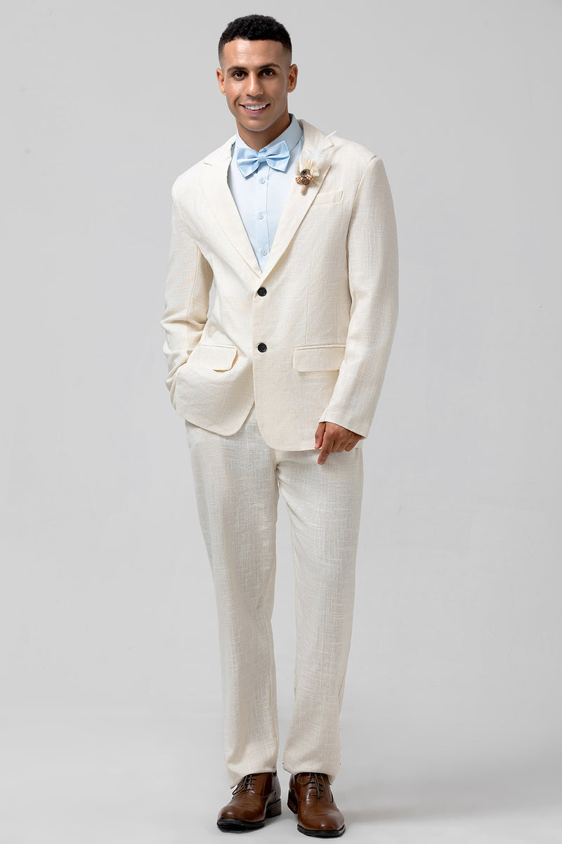 Load image into Gallery viewer, Ivory Notched Lapel Single Breasted 2 Piece Prom Suits