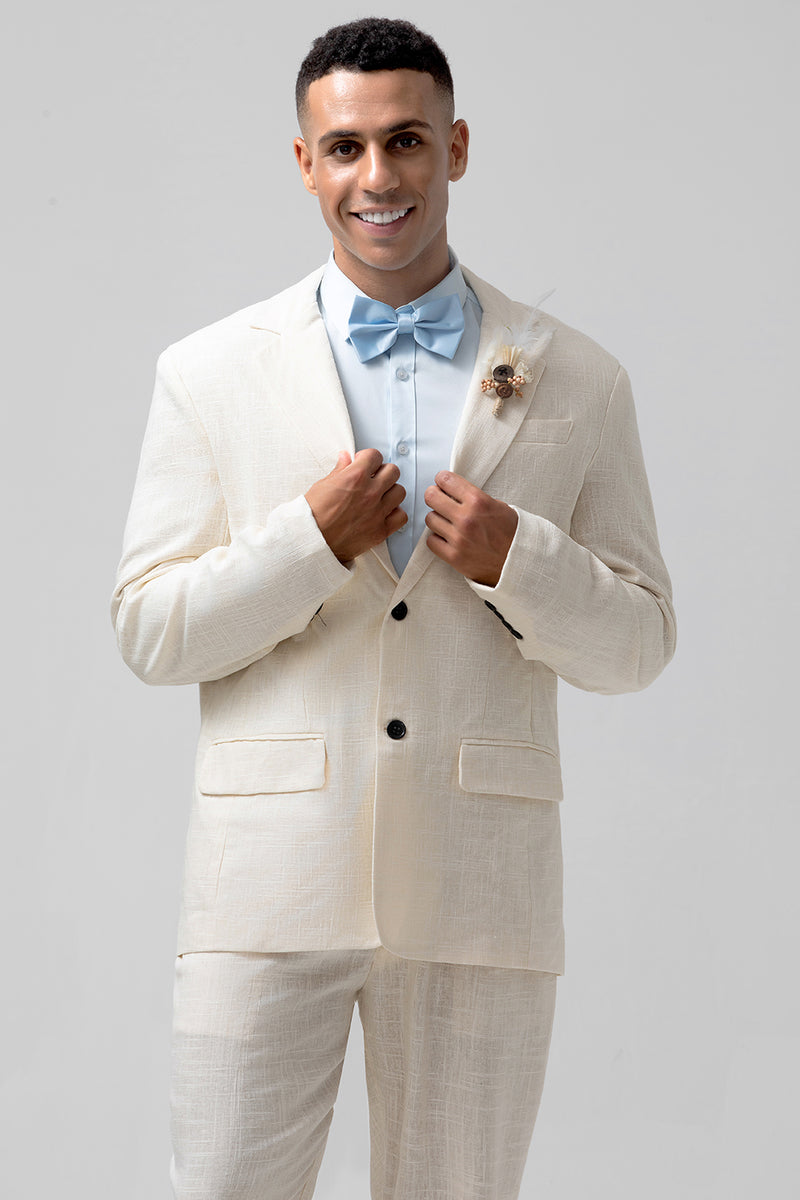 Load image into Gallery viewer, Ivory Notched Lapel Single Breasted 2 Piece Prom Suits