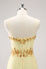 Load image into Gallery viewer, Sparkly Yellow Spaghetti Straps Tight Homecoming Dress with Sequins