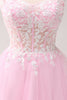 Load image into Gallery viewer, A-Line Pink Spaghetti Straps Short Homecoming Dress with Appliques