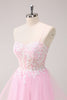 Load image into Gallery viewer, A-Line Pink Spaghetti Straps Short Homecoming Dress with Appliques