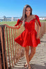 Load image into Gallery viewer, Red A-Line Off The Shoulder Corset Short Homecoming Dress