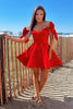 Load image into Gallery viewer, Red A-Line Off The Shoulder Corset Short Homecoming Dress