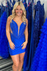 Load image into Gallery viewer, Sparkly Royal Blue Strapless Corset Short Homecoming Dress