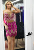 Load image into Gallery viewer, Sparkly Fuchsia Spaghetti Straps Tight Homecoming Dress with Fringen