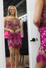 Load image into Gallery viewer, Sparkly Fuchsia Spaghetti Straps Tight Homecoming Dress with Fringen