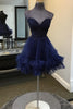 Load image into Gallery viewer, Sparkly A-Line Navy Sweetheart Short Homecoming Dress with Ruffles