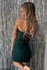 Load image into Gallery viewer, Dark Green Spaghetti Straps Tight Corset Short Homecoming Dress