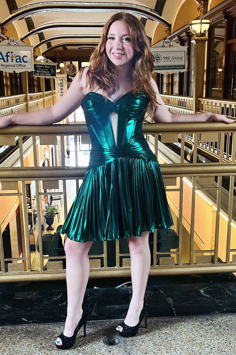 Load image into Gallery viewer, Emerald Green A-Line Sweetheart Corset Short Homecoming Dress