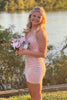 Load image into Gallery viewer, Sparkly Blush Strapless Tight Corset Short Homecoming Dress