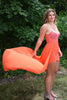 Load image into Gallery viewer, Strapless Orange Corset Beaded Short Homecoming Dress with Draped Sash