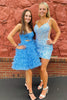 Load image into Gallery viewer, Blue A Line Sweetheart Hollow Out Tulle Homecoming Dress with Ruffles