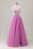 Load image into Gallery viewer, Spaghetti Straps Purple A-Line Sequined Long Prom Dress with Appliques