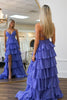 Load image into Gallery viewer, Purple A-Line Spaghetti Straps Tiered Long Prom Dress With Ruffles