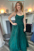 Load image into Gallery viewer, Dark Green Spaghetti Straps A-Line Long Prom Dress with Appliques